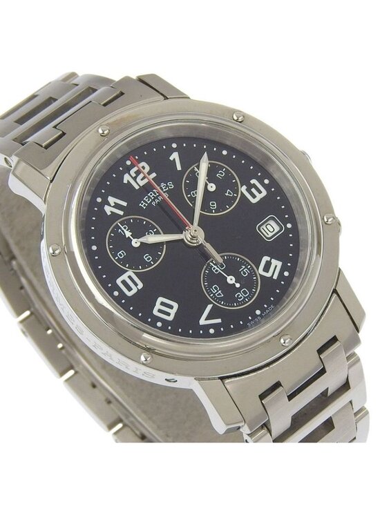 Hermes Clipper Stainless Steel Quartz Chronograph Black Dial Watch main image 5